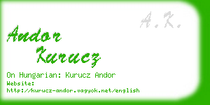 andor kurucz business card